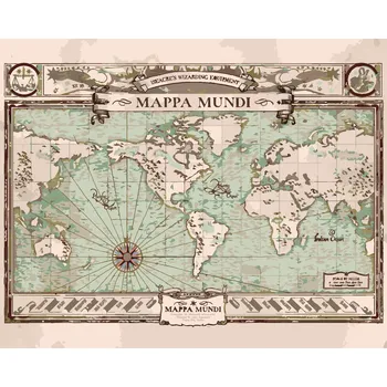 ZUTY Malování podle čísel - MAPPA MUNDI (FANTASTICKÁ ZVÍŘATA) Rozměr: 40x50 cm, Rámování: bez rámu a bez vypnutí plátna