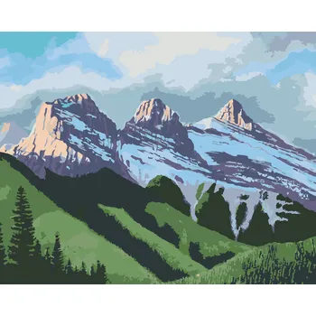 ZUTY Malování podle čísel - TŘI HORY A LES (ROBERT JOHNSON) Rozměr: 40x50 cm, Rámování: bez rámu a bez vypnutí plátna