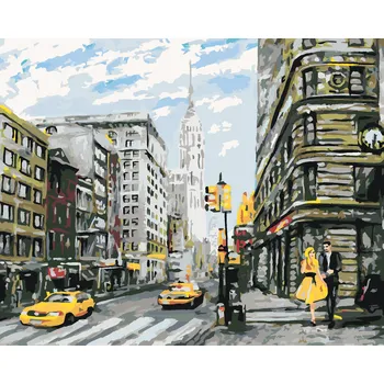 ZUTY Malování podle čísel - PÁR NA ULICI V NEW YORKU Rozměr: 40x50 cm, Rámování: bez rámu a bez vypnutí plátna