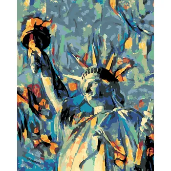 ZUTY Malování podle čísel - ABSTRAKTNÍ SOCHA SVOBODY Rozměr: 40x50 cm, Rámování: bez rámu a bez vypnutí plátna
