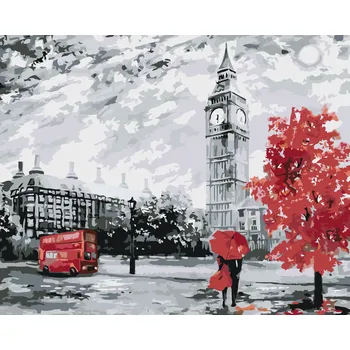 ZUTY Malování podle čísel - ZAMILOVANÝ PÁR V LONDÝNĚ Rozměr: 40x50 cm, Rámování: bez rámu a bez vypnutí plátna