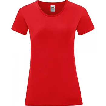 Fruit of the Loom Lehké vypasované dámské bavlněné tričko Iconic 150 g/m Barva: červená, Velikost: L F131