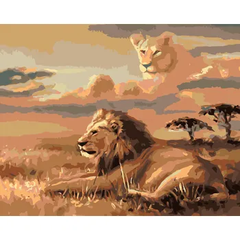 ZUTY Malování podle čísel - LEV A ILUZE LVICE (D. RUSTY RUST) Rozměr: 40x50 cm, Rámování: vypnuté plátno na rám