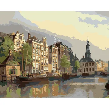 ZUTY Malování podle čísel - POHLED NA MINCOVNU V AMSTERDAMU Rozměr: 40x50 cm, Rámování: bez rámu a bez vypnutí plátna