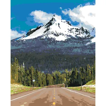 ZUTY Malování podle čísel - ZASNĚŽENÁ HORA A CESTA (TED DAVIS) Rozměr: 40x50 cm, Rámování: vypnuté plátno na rám