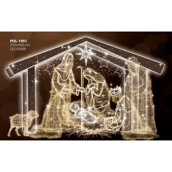Vánoční osvětlení Polamp POL-1951 - 3D dekorace - Betlém - 250 x 400 cm
