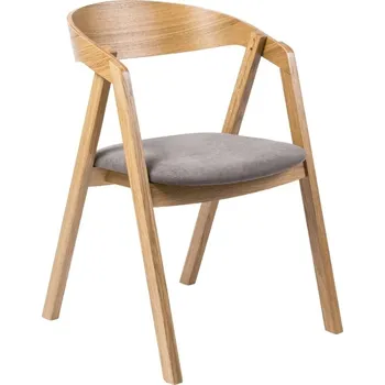 Jídelní židle FormWood Dubové křeslo Henry se světle šedým čalouněným sedákem
