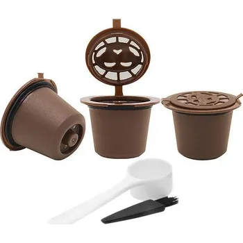 Kávové kapsle | plnitelné kapsle do kávovaru, na 50 použití, 3 ks - hnědé