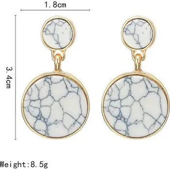 Náušnice Dámské náušnice | moderní náušnice, styl mramor - 1 pár - styl bílé mramorové kruhy