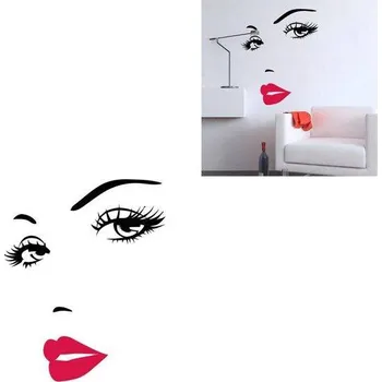 Samolepící dekorace Nálepka na stěnu | dekorace na zeď, oči a rty - 57 x 70 cm