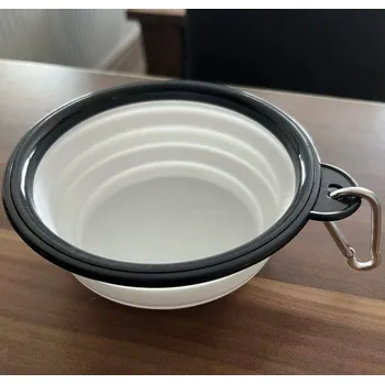 Miska pro psa Skládací silikonová miska | cestovní miska pro psa - Bílá,350 ml