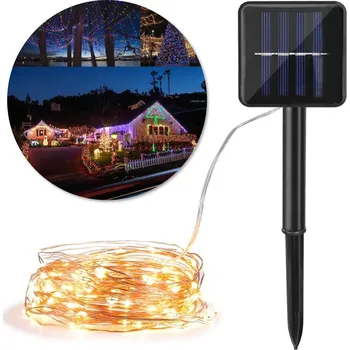 Venkovní osvětlení Solární venkovní dekorativní LED osvětlení, 10m teplá bílá 100 LED