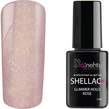 Lak na nehty Ráj nehtů UV gel lak Shellac Me 12ml - Glimmer Holo Rose