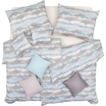 Povlečení SCANquilt povlečení SATÉN PLUS akvarel modrošedá 140 x 200/70 x 90 cm