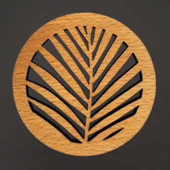 Podtácek AMADEA Dřevěný podtácek kulatý list, masivní dřevo, průměr 10,5 cm