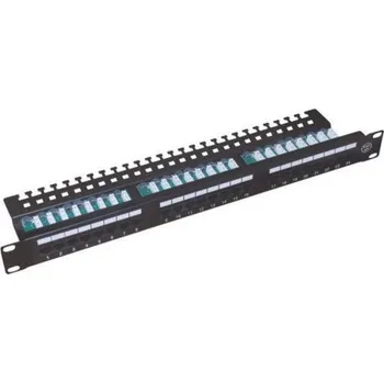 Patch panel XtendLan Patch panel 19", 24 portů, C5E, vyvazovací úchytky, 2xAu