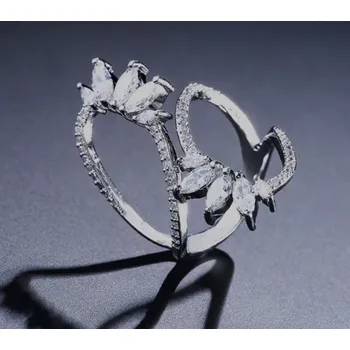 Prsten B-TOP Dámský geometrický prsten se zirkony List - pozlacený Druh barvy: Stříbrná