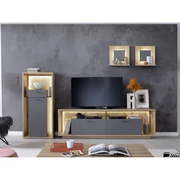 Obývací stěna Šedý nábytek do obývacího pokoje LIZZANO II