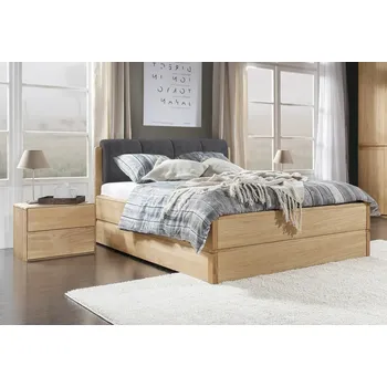 Postel Postel s úložným prostorem včetně roštu 180x200 ATLANTA typ 18 dub přírodní, látka D'ORO 5110 Grafit