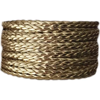 Koženková šnůra spletená šíře 6mm, barva Zlatá