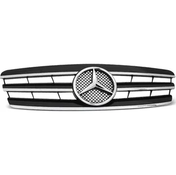 Nárazník Přední maska, Mercedes W203, C-Class, 2000-2007, Chrome-Black (73.GRME16)