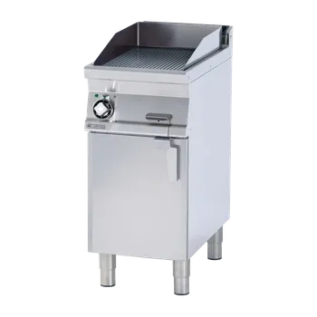 Grilovací deska 39x52 elektrická chromovaná rýhovaná s podestavbou 400 V | RM - FTR-74ETS