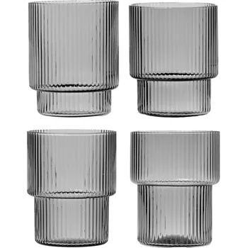 Sklenice FERM LIVING Skleničky Ripple, Smoked Grey, sada 4 kusů