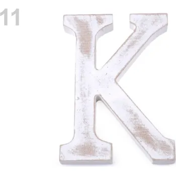 Bytová dekorace Dřevěná písmena abecedy vintage - 11 "K" bílá přírodní