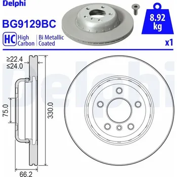 Brzdový kotouč Brzdový kotouč DELPHI BG9129BC