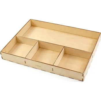 Úložný box Ulanik Dřevěný tác 4 oddělení