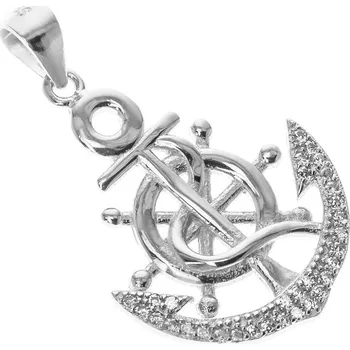 Přívěsek Argento 85644 Stříbrný přívěsek - kotva, čiré kulaté zirkony