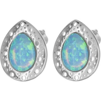 Náušnice Argento 67097 Stříbrné náušnice - modrý syntetický opál ve tvaru slzy