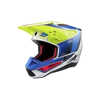 Helma na motorku Mx Helma Alpinestars SM5 Sail Helmet Yellow Fluo / Enamel / Blue Silver Glossy, Velikost L (59-60cm)