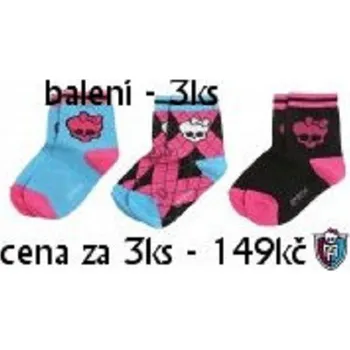 LamaLoli Monster High ponožky 3 páry Velikost: 27-30