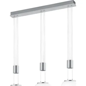 Trio 342010307 LED závěsné stropní svítidlo Madison 3x8W | 2700lm | 3000K - 3 fázové stmívání, nastavitelná výška, nikl, bílá + STOLNÍ OTOČNÝ VENTILÁTOR BERGEN - NASTAVITELNÝ, BÍLÝ