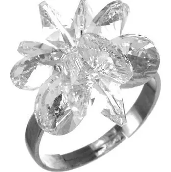 Prsten Argento 71707 Stříbrný prsten - nastavitelná velikost, kvítek, čiré křišťály Swarovski
