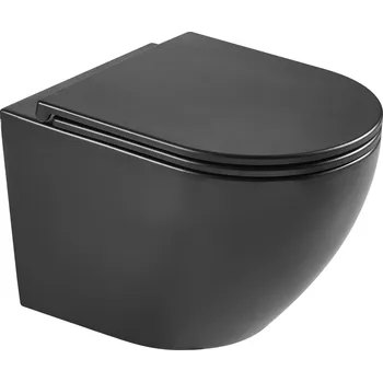 Klozet Hagser Beno záchodová mísa závěsná bez splachovacího kruhu černá mat HGR80000042