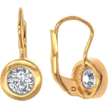 Náušnice Argento 65594 Pozlacené stříbrné náušnice - čirý kulatý zirkon