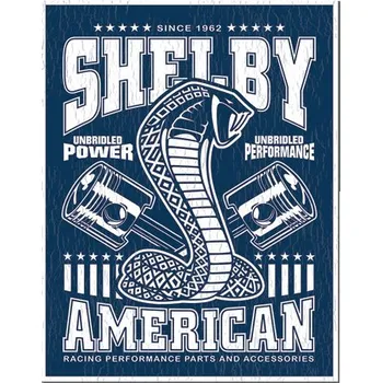 Plechová cedule Shelby - Unbridled - plechová retro cedule 40x32 cm