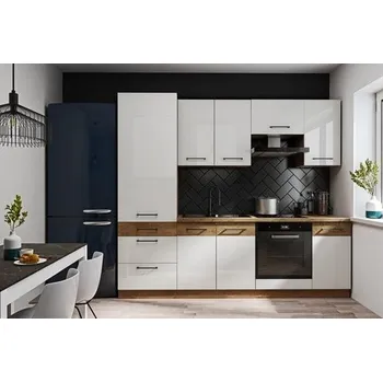 Kuchyňská linka Kuchyňská linka VIGO dub lancelot/bílý lesk, Sestava H, 240 cm