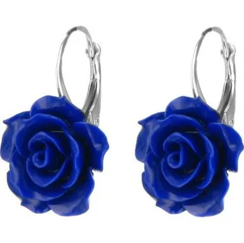 Náušnice Argento 63536 Stříbrné náušnice růžička - modrá glazura