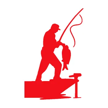 Polep vozidla SAMOLEPKA Rybář 021 pravá s prutem (10 - červená) NA AUTO, NÁLEPKA, FÓLIE, POLEP, TUNING, VLASTNÍ TEXT, TISK, AUTOSAMOLEPKY.cz, POLEPY, OBRÁZEK, LOGO, SAMOLEPKY