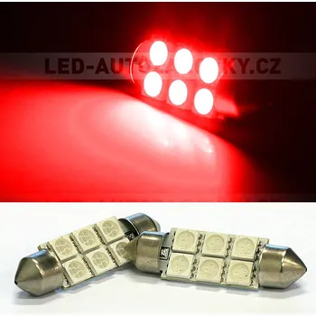 Autožárovka Sufitka červená - Super 6xSMD LED SINGLE, 39mm (LED sufitka červená - Super Light)