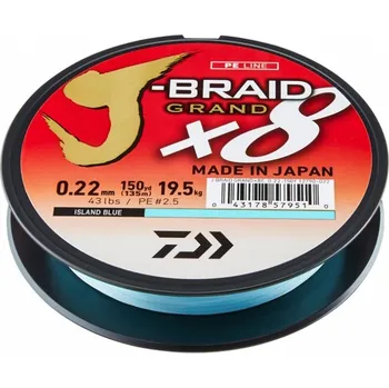 Rybářská šňůra Pletená Šňůra Daiwa J-Braid Grand X8 Blue 135m 0,24mm/22,00kg