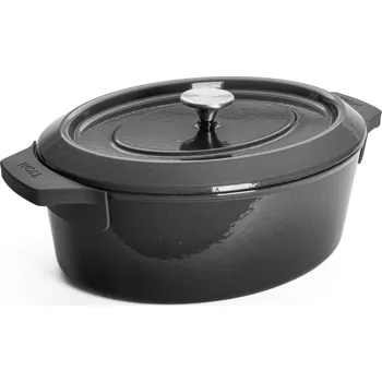 Hrnec Litinový pekáč s víkem IRON 34 x 26 cm, šedý - WOLL (IRON IND pekáč s poklici 34x26x12,5 cm/7,5l šedý - WOLL)