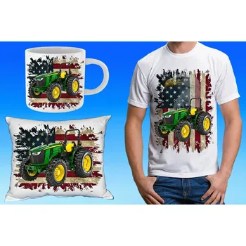 Pánské tričko John Deere 5075M dárkový set L (dárkový set s traktorem )