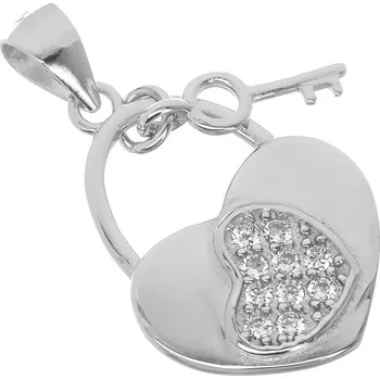 Přívěsek Argento 85239 Stříbrný přívěsek - srdíčko, čiré kulaté zirkony