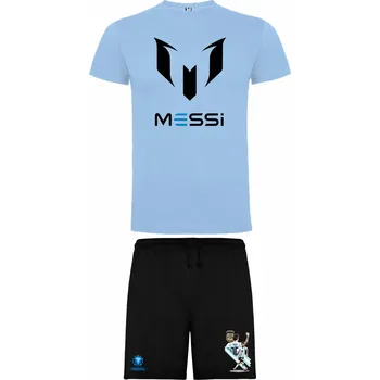 Bavlněný letní set Messi Argentina Barva: Nebesky modrá/Světle modrá, Velikost: 146/152 - 11/12