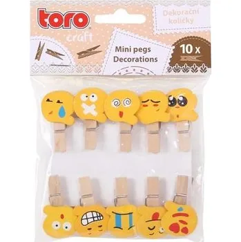 Kolíček na prádlo Dřevěné dekorační kolíčky TORO smajlík 10ks