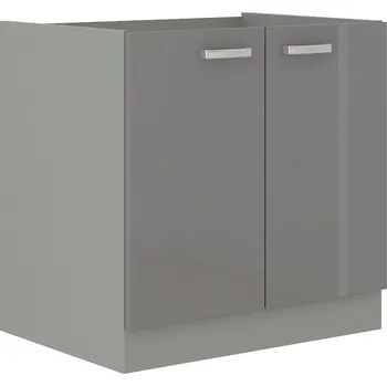 Kuchyňská linka AVERNA, skříňka dolní 80 D 2F BB, korpus: platinově šedá, dvířka: šedý lesk + vyzvednutí ZDARMA